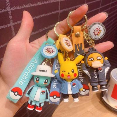 China cartoon key chain 3d pikachu figure keychain llavero keychain lanyards accessories cute pikachu with costume for sale