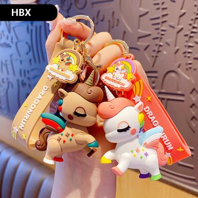 China 8 Colors PVC Key Chain 8 Colors Kawaii Girls Keychain 3D Cartoon Fantasy Pony Cute Unicorn Key Chain for sale