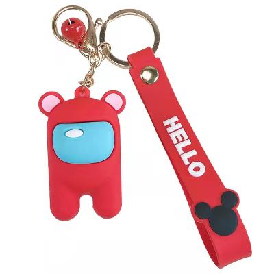 China Cute Soft Touch Feeling 3d Cartoon Initial Key Chain Charms Among Us Keychain Silicone Wristband Bracelet Among Us Key Chain for sale