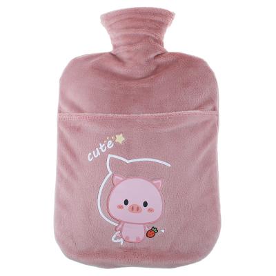 China Pain Relief/Keep Refill Hot Refill Cartoon Printing Flannel Hot Water Bag/Cervical Pain Reusable Cute PVC Small Hot Water Bag 500ml 1000ml 2000ml With Soft Flannel Cover for sale