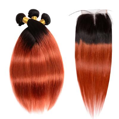 China Orange Body Wave Ginger Bundles With Closure Brazilian Hair Bundles With Closure for sale