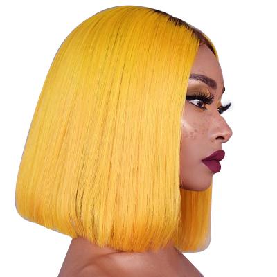 China Body Wave 13X4 Gray Green Orange Ginger Colored Blue Pink Blonde Bob Lace Frontal Wig Pre Plucked Remy Woman Glueless Bob Wig For Women for sale