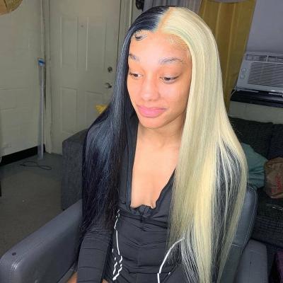 China 613 HD Seller 613 HD Seller 613 Black Straight Virgin Indian Human Hair Lace Front Wig 13x6 Full Body Wave Blonde Highlight Half Wig for sale