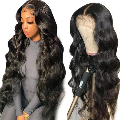 China Wholesale Cheap Transparent Lace Front Human Hair Wigs HD Brazilian Virgin Hair Full Body Wave 28 30Inch 13x4 Lace Front Wigs for sale