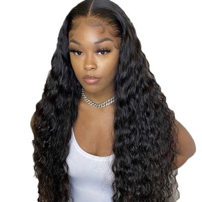 China Cheap Price 180% Density Water Wave 30 Inch Deep Wave Wig Pre Plucked 13x6 HD Virgin Hair Transparent Deep Wave Lace Frontal Wigs for sale