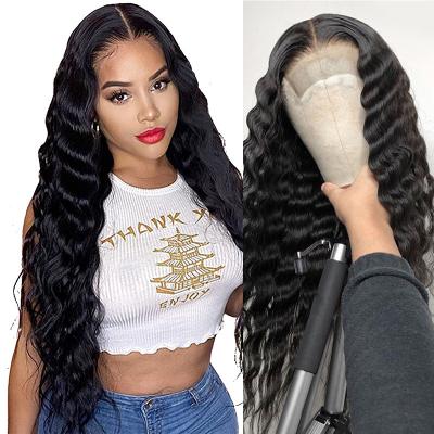 China Water Wave Cuticle Aligned Unprocessed Transparent Loose Deep Wave Lace Front Wigs Virgin Hair 13x6 HD Lace Up Hair Wigs For Black Women for sale