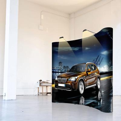 China 210g MERIS Polyester Trade Show Booth Tension Fabric Back Wall Displays Exhibit Banner Stands Backdrop for sale