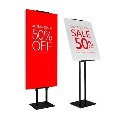 China kt board support billboard display rack brand advertising display rack poster customized double sided floor vertical iron black H-1 for sale