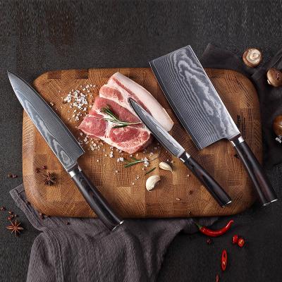 China Viable 3pcs Professinal Damascus Kitchen Chef Knife Japanese Steel Set for sale