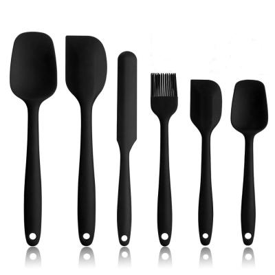 China 6 Pieces Disposable Silicone Nonstick Heat Resistant Kitchen Cooking Spatula Baking Set with Stainless Steel Core for sale