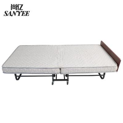 China Hotel Luxury Classic Extra Bed Guest Room General Use Folding Single Bed With 12CM Thicken Foam Mattress 95cm Wide for sale