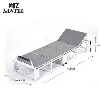 China Foldable Portable Bed Single Folding Bed With Foam Mattress for sale