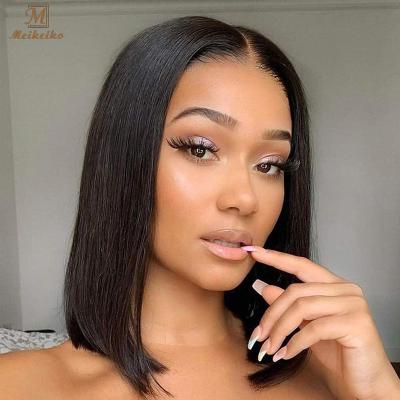 China Brazilian Straight Lace Hair Wigs Short Bob Straight Human Hair Wig 4*4 Lace Closure Wig For Pre Plucked Colored Women With Baby Hair for sale