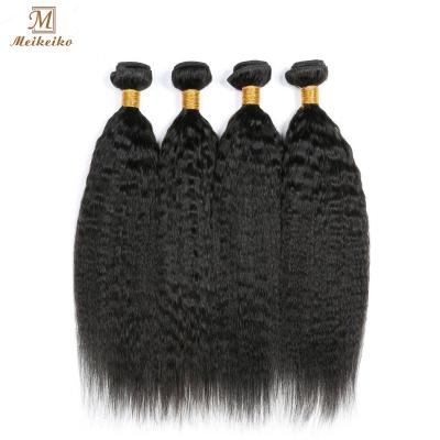 China Meikeiko Straight 100% Virgin Hair Brazilian Curly Kinky Straight Hair Bundles Remy Human Hair Extensions Natural Black for sale