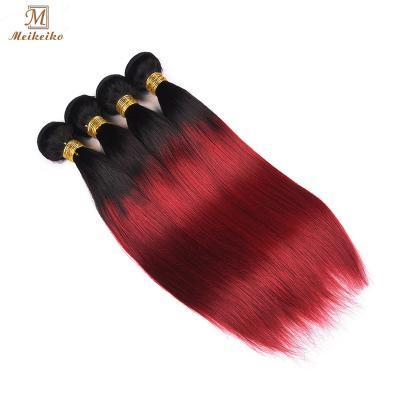 China Factory Price 1B/Burg Ombre Silky Straight Hair Bundle Brazilian Remy Hair Silky Straight Brazilian Remy Hair Wave Bundles for sale