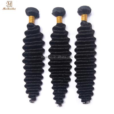 China Good Quality Deep Wave Brazilian Virgin Hair Deep Wave Bundles With Lace Closure Remy Human Natural Color Hair Extensions for sale