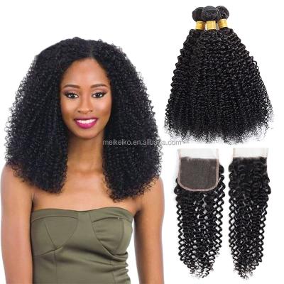 China Curly Kinky Curly Hair Bundles With Closure Brazilian Raw Virgin Hair Bundles With Lace Closure Frontal Set for sale