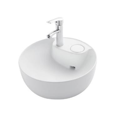 China Modern USA Popular 15 Inches Hand Wash Sink Morden Simple Style Round White Sink Art Basin With 2 Hole for sale