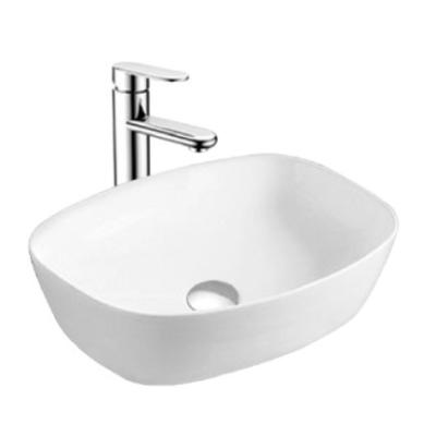 China Modern Morden Sanitary Wares Ceramic White Rectangular Basin Bathroom Countertop Wash Sink Hotel Lavabo for sale