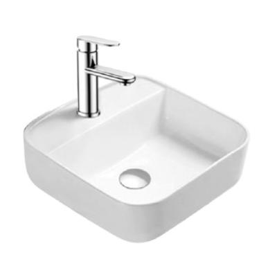 China Modern 2024New China White Rectangular Basin Porcelain Sanitary Ware Quality Countertop Wash Sink Hotel Bathroom Wash Basin for sale