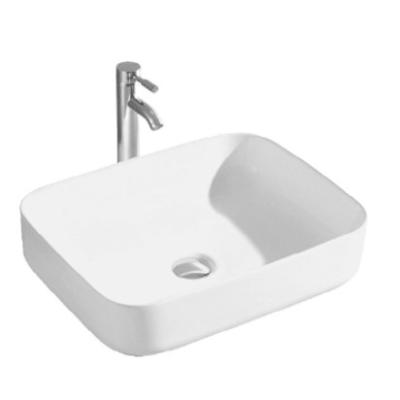 China Modern Quality Commercial Ceramic Sink 19 Inches Countertop White Wash Basin Bathroom Rectangular Porcelain Sink for sale