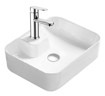 China Traditional Exquisitely Crafted Elegant Slimline Countertop Vessel Sink in Pristine White Porcelain for sale