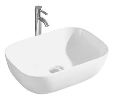 China Modern Compact Round Tabletop Vessel Sink Durable Porcelain Bathroom Basin Ideal for Small Spaces for sale