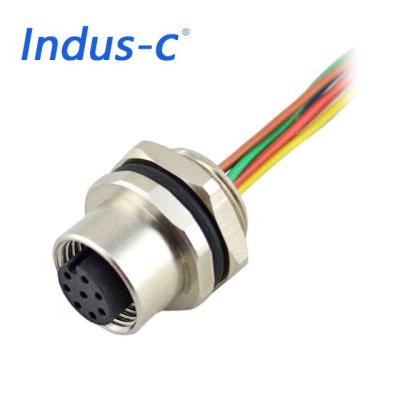 China Female M12 8 pin rear automotive PG9 locking nut sensor connector for sale