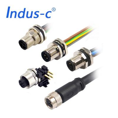 China M12 automotive cable 12A 630V shock and vibration proof S T L code molded 4pin 5pin M12 cable connector power plastic supplier for sale