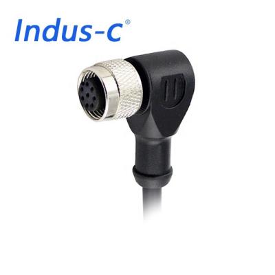 China Sensor female 8 pin x code cable ip68 90 degree m12 elbow underwater overmoulding connector ip67 for sale