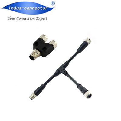 China M12 Sensor A Code T/Y rj45 Circular Splitter Ethernet Cable And Connectors for sale