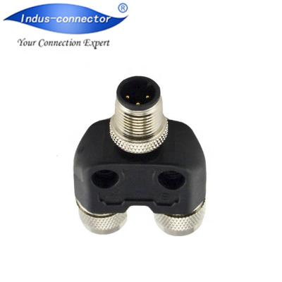 China Sensor best selling 3 poles m12 automotive branch waterproof plastic t connector for aviation for sale