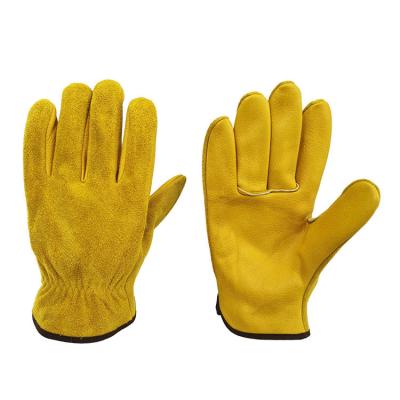 China Best Selling Yellow Durable Softness Cow Grain Split EN388 Leather Wing Thumb Hand Gloves For Work for sale