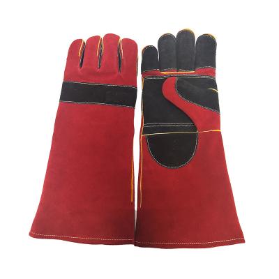 China Durable and Comfortable Heat Resistance 16-Inch Cowhide Safety Work Leather Welding Gloves with Double Reinforced Palm and Fingers for sale