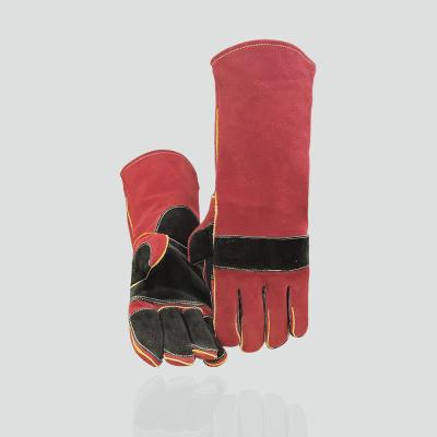 China Durable And Comfortable Heat Resistant Cow Split Leather Welding Gloves / Red Welding Glove / Hand Protection Safety Gloves for sale