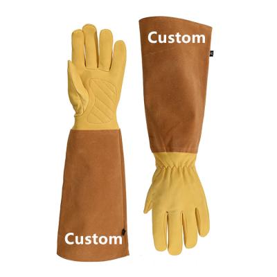 China Anti-smash Safety Long With Cotton Scratching Premium Welding Safety Gardening Leather Working Gloves for sale