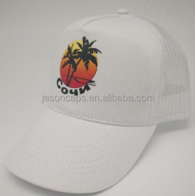 China COMMON Custom Printed Trucker Hat Mesh Embroidery Running Hat 5 Panel Logo Mesh Trucker Hat for sale