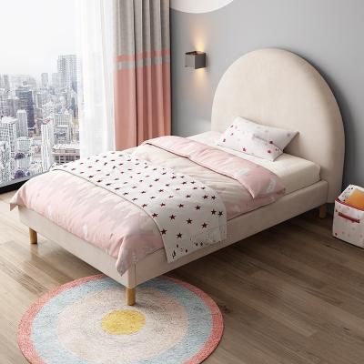 China Modern High Quality Cute Practical Velvet Frame Solid Wood Soft Soft Headboard Kids Bed for sale