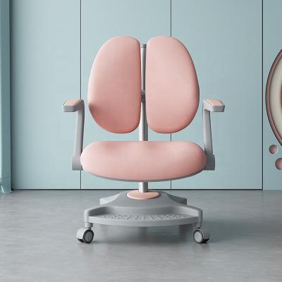 China Modern Environmental Protection PP Material Pink Kids Armrest Rotating Adjustable Study Chair for sale