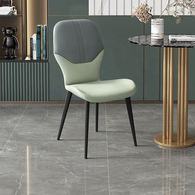 China Foldable Modern Simple Creative Upholstered Fabric Metal Leather Legs Dining Chair for sale