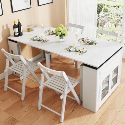 China Simplicity Multifunctional (Height) Adjustable Home White Wooden Folding Dining Table for sale