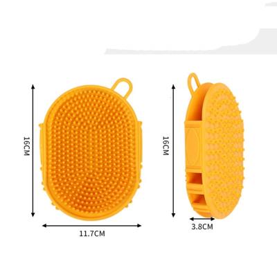 China Stocked Dog Grooming Sweep Pet Shampoo Bath Brush Tpr Massage Soothing Comb Double Sided Clean Brush for sale