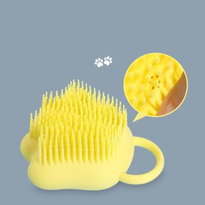 China Stocked Paw Shape Pet Silicone Rubber Bath Massage Brush 2 in 1 Dog Cat Pet Cleaning Brushes for Dogs Grooming and Care for sale