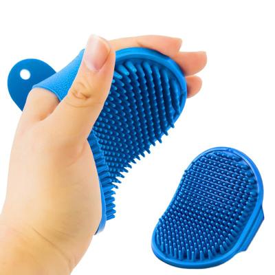 China Dog Grooming Brush Pet Shampoo Bath Comfy Massage Brush Rubber Stocked Comb with Adjustable Ring Handle for sale