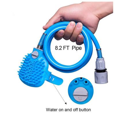 China Stored Portable Dog Care Products Shower Massage Silicone Rubber Dog Brush Pet Shower Sprayer for sale