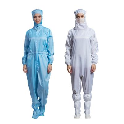 China All Kinds of Clean Shop Wholesale Dustproof Custom Cleanroom Work Zipper Global Unisex Cleanroom Polyester Esd Hooded Overalls for sale