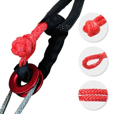 China 2PK Rope Shackle Set with Ring Set, 17t Breaking Strength, Soft Shackle with Protective Sleeves for Recovery Off Road Towing 10mm*55cm for sale