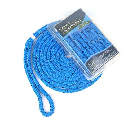 China For Boats Sailing Marine Professional Manufacturer Blue Dock Line , Double PP Braid Rope Dock Lines For Boat for sale