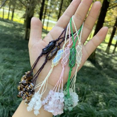 China Natural Crystal Stone Acorn Car Hanging Reiki 7 Chakra Stones Europe Rose Quartz Car Hanging Pendant For Sale for sale