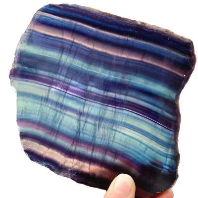 China Wholesale Wonderful Natural Rainbow Fluorite Europe Rock Slice Stone Quartz Crystal Slice for sale